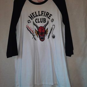 Hot Topic Our Universe Stranger Things Hellfire Club Raglan T-Shirt; Unisex XL
